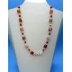 Chunky Carnelian beads interspersed with Red Malachite beads & clear glass beads 