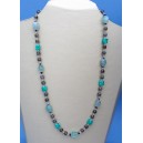 Square green crackle glass bead necklace & bracelet