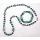 25” Square green crackle glass bead necklace & bracelet